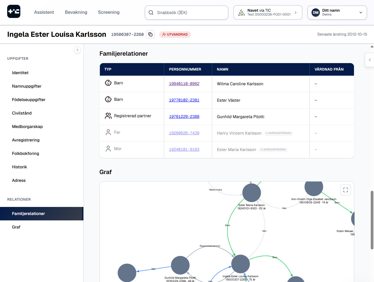 Folkbokföringsuppgifter i Navet